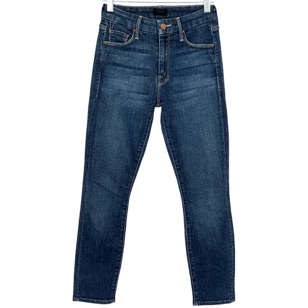 MOTHER The Looker Crop Jeans Switch It Up Blue Size 24 Skinny Leg High Waist - Picture 1 of 10